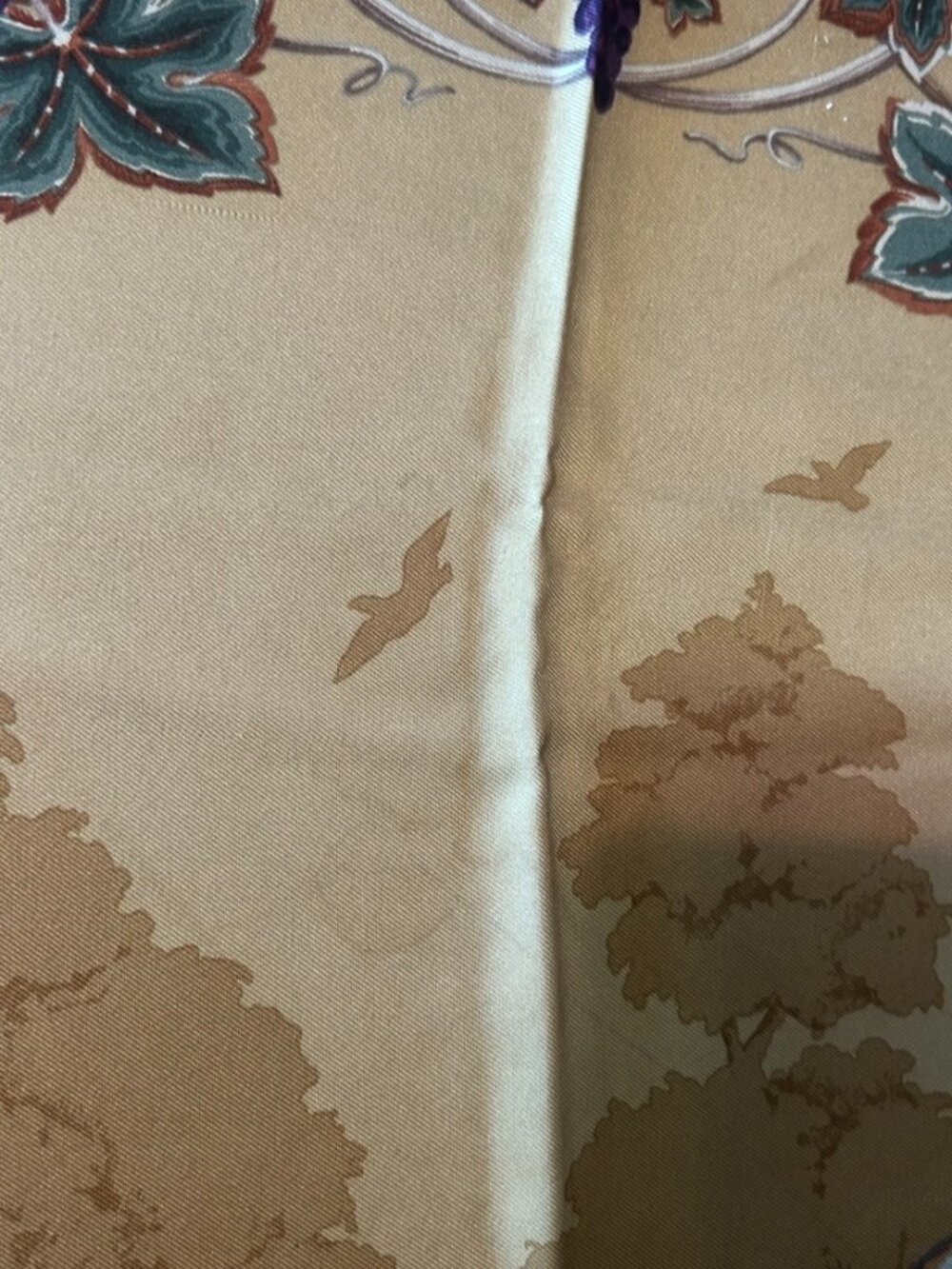 Vintage Salvatore Ferragamo Silk Scarf with Fox & Grape Hand Rolled Edges 33x35 - Picture 14 of 16